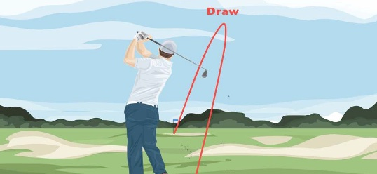 A golf ball being hit with a draw shot